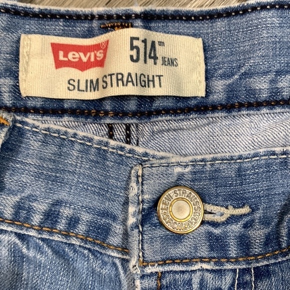 Levi’s 514 slim Strsight Distressed Lightweight Light Wash Jeans size 33x32 - Picture 11 of 13